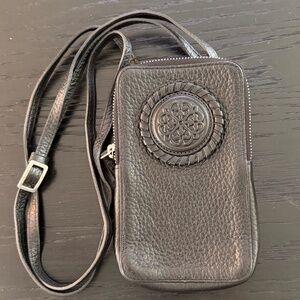 Brighton Black Leather Phone Crossbody Wallet Purse